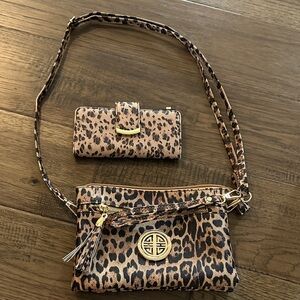 Leopard Print Crossbody Bag and Wallet Set
